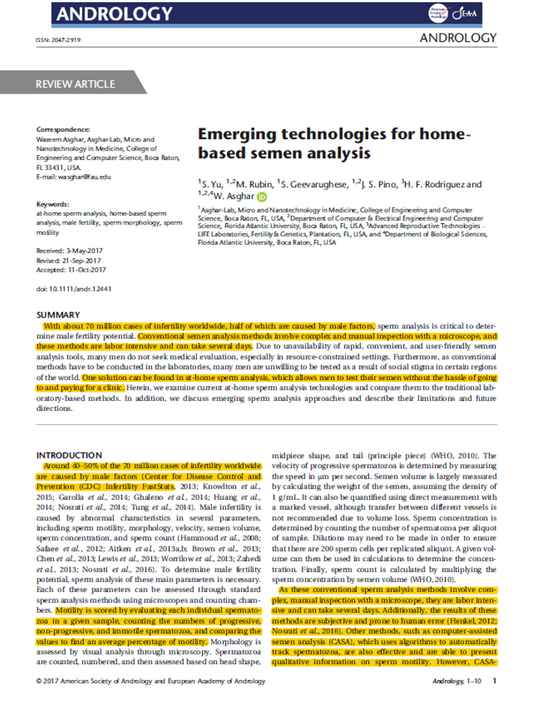 SwimCount mentioned in the Andrology Scientific Paper